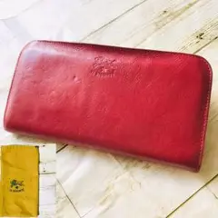 【IL BISONTE 長財布】レッド 赤 ロングウォレット 大容量 シボ革