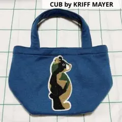 CUB by KRIFF MAYER　クマ　刺繍　トートバッグ　ブルー　迷彩柄