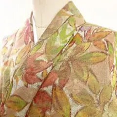 2m1241 着物 レディース 絹 毛 単衣 ピンク 緑 紫 青 花柄 和装