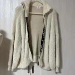 ランバンオンブルー ニット前ジッパーブルゾン