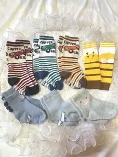 ベビー★新品MIX ソックス/靴下【車　怪獣　もこもこ　7p】ソックスまとめ売り