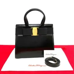 極美品 サルバトーレフェラガモ ヴァラリボン レザー 2way ショルダーバッグ