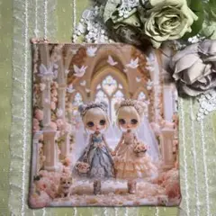 パネルポーチ　dress女の子と猫