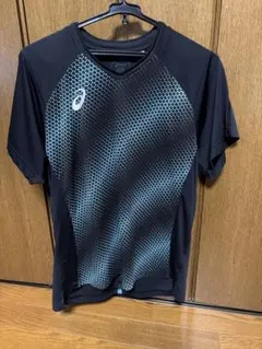 asics 幾何学模様 VネックTシャツ Mサイズ