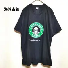 ベトナムコーヒー Tシャツ【L】トップス ブラック/黒 半袖