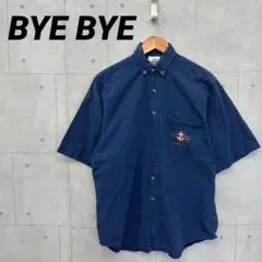 BYE BYE バイバイ 半袖シャツ 90s 古着 ボタンダウン メンズ 青