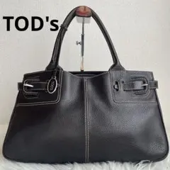 ✨️美品✨️ TOD's ハンドバッグ 肩掛け ダークブラウン レザー ロゴ