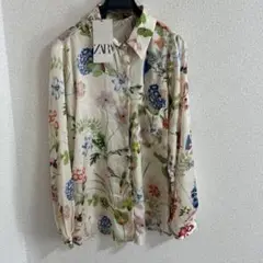 ZARA 花柄 長袖シャツ Sサイズ