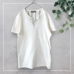 【ヒロミチナカノ】コットンリネンTシャツ(M)Vネック メンズ　半袖　日本製