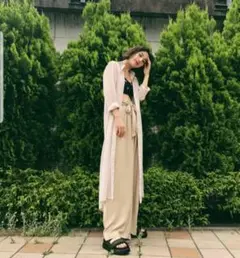 新品MOUSSY シアーサイドスリットロング丈シャツ アイボリーベージュF