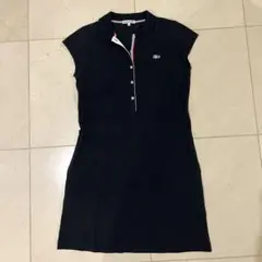 ラコステ lacoste トリコロール 鹿の子 ポロシャツ ワンピース ネイビー