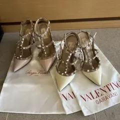 Valentino ロックスタッズ エナメル アンクルストラップパンプス