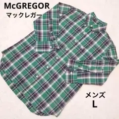 美品McGREGOR マックレガー グリーン　チェック柄　長くシャツ メンズ　L
