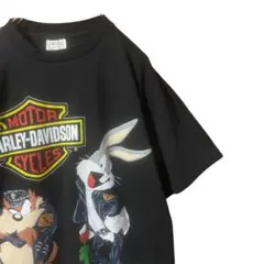ハーレーダビッドソン ルーニー・テューンズ Tシャツ L プリント ブラック