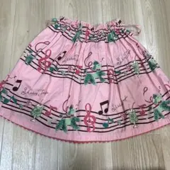 【美品】ShirleyTemple犬・音符柄スカートリボン付き130サイズ