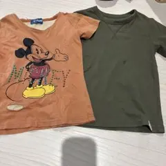 ミッキーマウスTシャツとグリーンTシャツセット