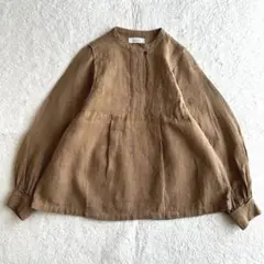 24AW／美品 ドゥブルー YARRA リネンプルオーバーブラウス キナリノ