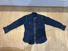 濃紺デニム長袖シャツ