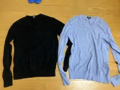 ユニクロ　カシミヤVネックセーター　Sサイズ2点セット　ブラック　ブルー