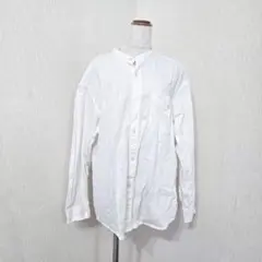 ユニクロ バンドカラーシャツ 長袖 ホワイト 綿100% Lサイズ