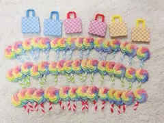 折り紙 ペロペロキャンディミニ48個、ミニ紙袋6個