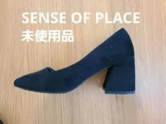 センスオブプレイス スクエアトゥパンプス 　チャンキーヒール