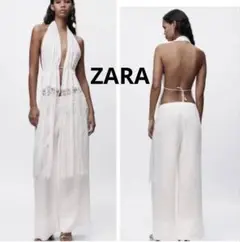 ZARA リネントップス　フリンジ付き新品未使用　訳あり