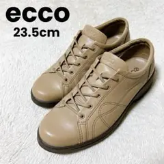 未使用級☆ecco エコー レザー スニーカー コンフォート 幅広 23.5cm