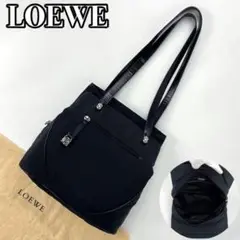 【美品】ロエベ ワンショルダー 肩掛け アナグラム チャーム ナイロン レザー