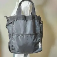 rue blanche ナイロン ブラック トートバッグ 外ポケット付き