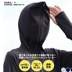 KOBE HAKU ”風通る”シースルー　UVパーカー ブラック Mサイズ 25-1092cnkago.jpg