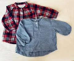 無印良品　長袖　2枚セット　チェック　　襟フードなし　MUJI まとめ売り　80