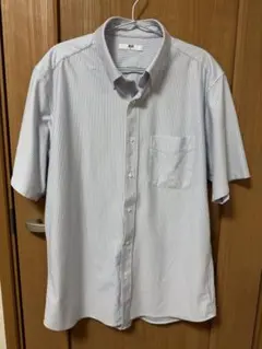 【美品】ユニクロ　ドライノンアイロンジャージーシャツ　ボタンダウン　ストライプ