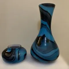 保管品　レトロ　carlo moretti　ブルーガラス　工芸品　高さ約25㎝ 保管品 レトロ carlo moretti ブルーガラス 工芸品 高さ約25