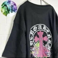 新品　未使用　クロス　ペイント　ロゴ　Tシャツ　メンズ　十字架　プリント　黒