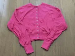 KBFドロップショルダー ドットボタン カーディガン　ピンク