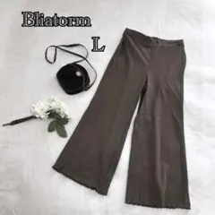 【ブリストーム】ブラウン リブ編みワイドパンツ Lサイズ カジュアルa2758