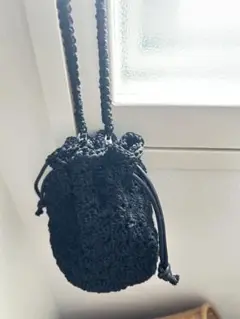 巾着型バッグ 手編みバッグ