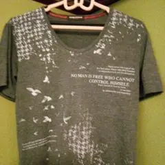 バードプリント Tシャツ グレー