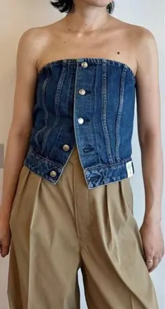 新品　HYKE DENIM STRAPLESS TOP サイズ2