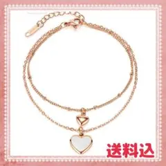 【送料込】ブレスレット レディース 腕輪 ハート 2連ブレスレット バングル