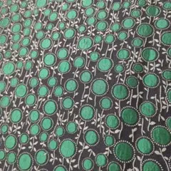 グリーン　ブラック　丸小花柄　生地　レトロ　ジャガード　 50×160cm