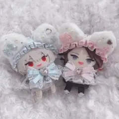 【水色リボン】にじぱぺっと　ぬい帽子　ぬい服　ネコ耳　ヘッドドレス　10cmぬい