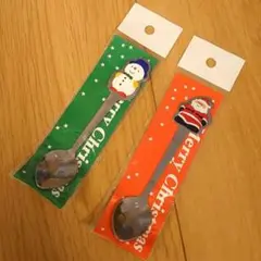 ▲クリスマス サンタ スノーマン スプーン 2点セット カトラリー パーティー