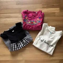 【美品】95サイズ 女の子 カットソー＆ワンピース＆Ｔシャツ 3枚セット