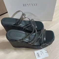 値下げ　ほぼ未使用　RESEXXY リゼクシー　クリアウェッジサンダル　黒　L