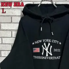NEW ERA☆thisisneverthat☆パーカー 刺繡ロゴ 黒 L