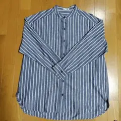 ハニーズ　縦ストライプバンドカラーシャツ　M