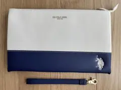 U.S. POLO ASSN. クラッチバッグ ホワイト/ネイビー