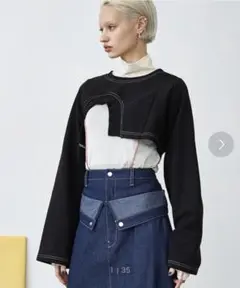 casane アシメヘムショートトップス